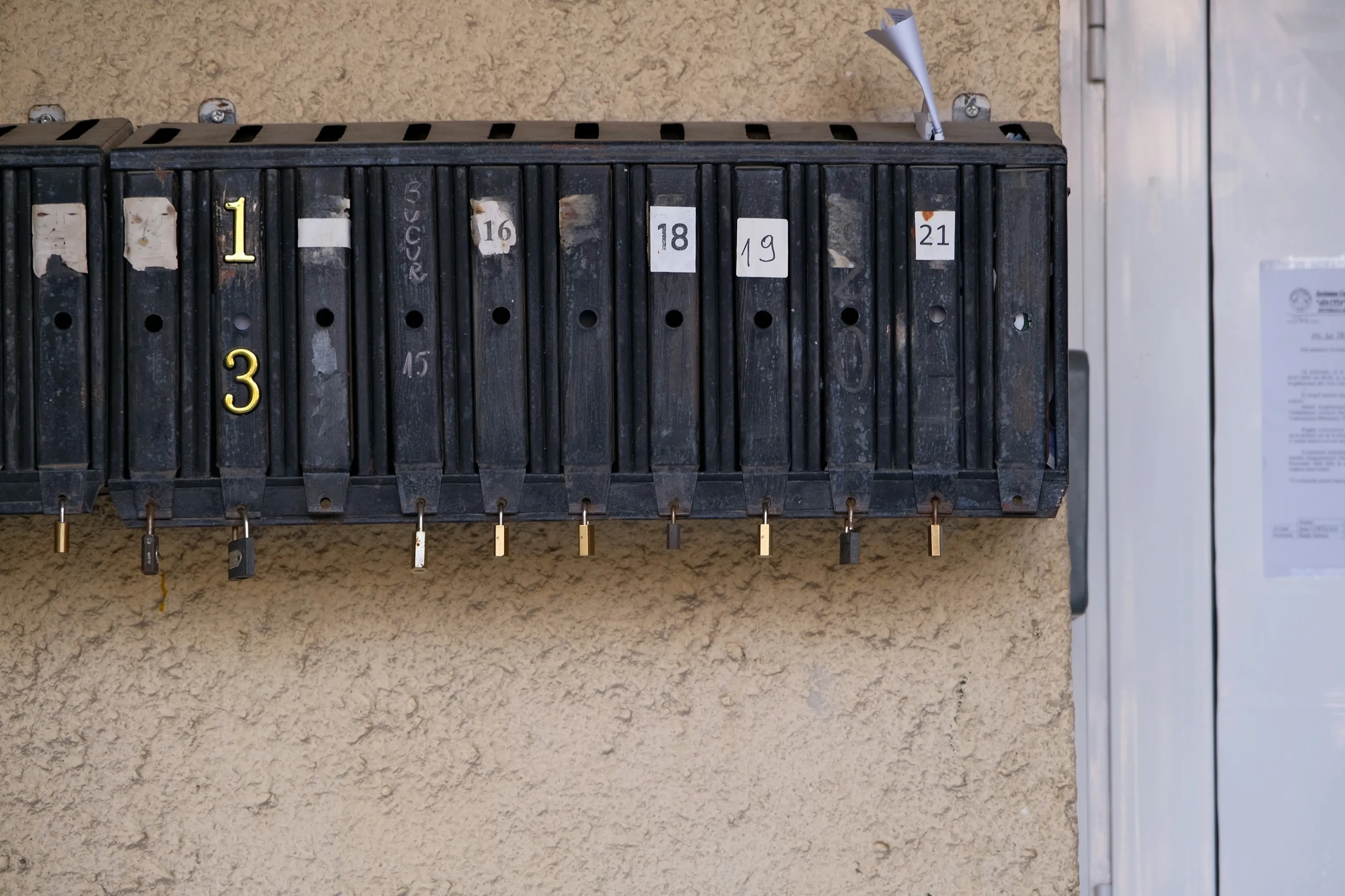 A row of electricity meters